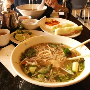 Pho with brisket, tripe, meatballs, shank, fatty shank.