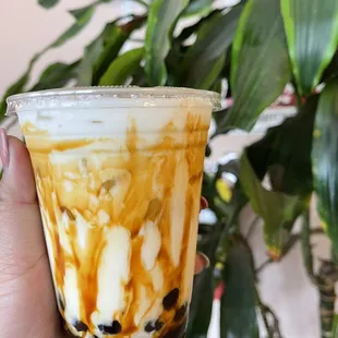 Tiger boba ( brown sugar boba milk)  It&apos;s not on the menu so ask them to make it for you