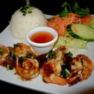 Grilled Lemongrass Shrimp with Steamed Rice