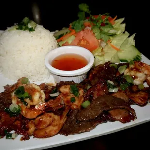 Combination plate with Steamed Rice