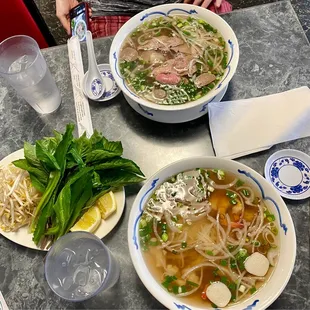 Combo beef pho and seafood pho