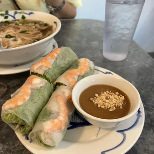 Spring rolls and pho soup -  awesomeness