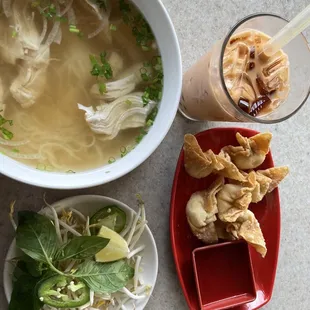 Pho,Cream Cheese Wontons, Tea