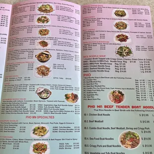 the menu for the restaurant