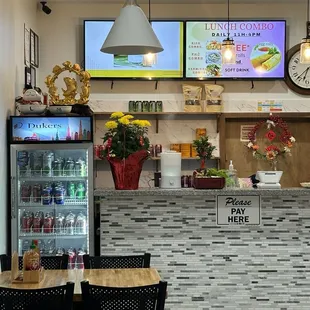 Menu and cashier area