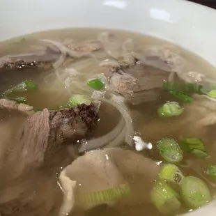 Rice Noodles Soup with Eye Round Steak and Brisket