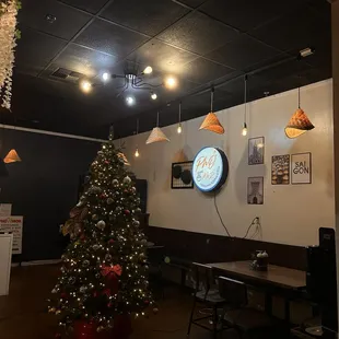 The lobby is all decorated for the holidays!