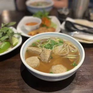 Pho with beef meatball and flank steak! Delish!!!!