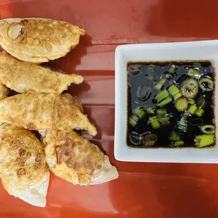 Pan fried Dumpling served with special sauce!!