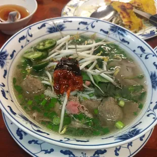 meats and ball pho before stirring