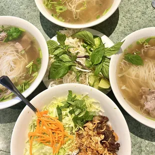 three bowls of pho nam