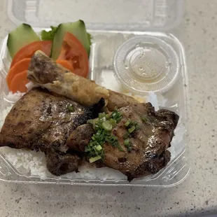 Grilled Chicken and Eggroll with Rice