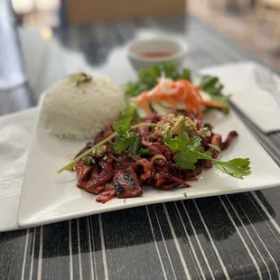 a plate of food on a table