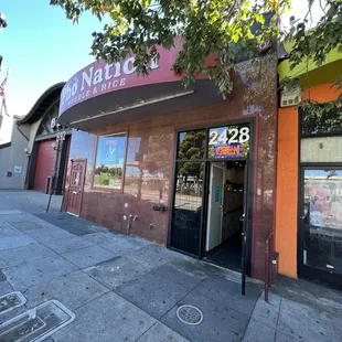 the entrance to the restaurant