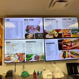 a menu on the wall