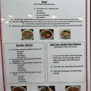 a menu for a restaurant