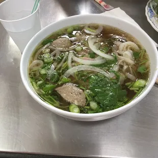 a bowl of pho ngon on a table