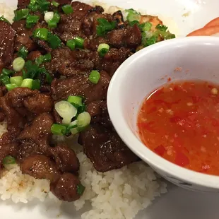 Com thit nuong tom.. grilled pork with grilled shrimp