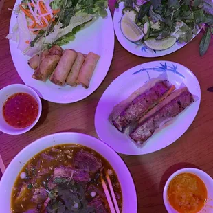 S13. Beef Stew with Noodle, A1. Vietnamese Crispy Egg Rolls with Shrimp and Pork, A5. Soft BBQ Rolls with Protein