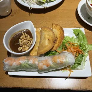 Summer Roll &amp; Pork Dumplings with Peanut Sauce