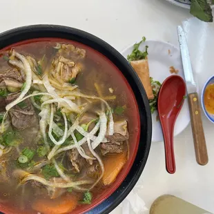 Beef Noodle Soup, Egg Rolls