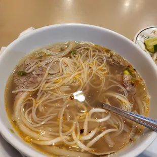Rare steak noodle soup
