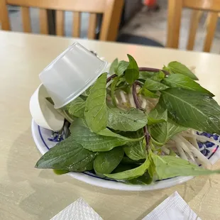 Not sure what the cup was for? Usual pho side- don't usually get with beef stew