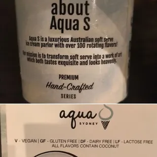 New icecream from Aqua S in Australia, made with coconut milk and is vegan!