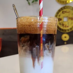 Vietnamese coffee before stirring.