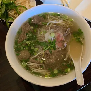 Steak and meatball pho