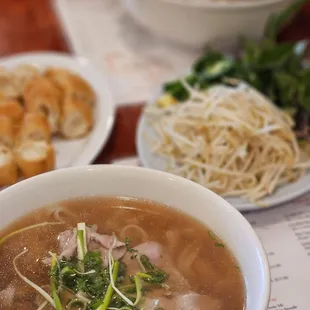 Pho tai with Chinese donuts. Perfect combo