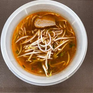 Spicy Beef Soup which was take out in 1 container for soup and 1 box for noodles