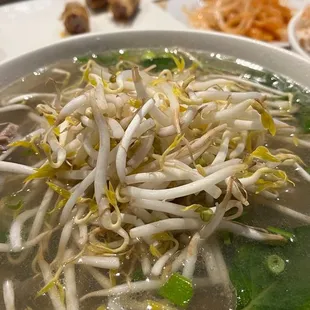 Large pho with steak, brisket, tripe, no noodles, lots of sprouts
