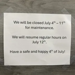 Holiday hours
