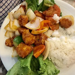 Shaken Garlic Fish Rice Dish