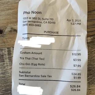 Receipt showing &quot;Custom Amount&quot;