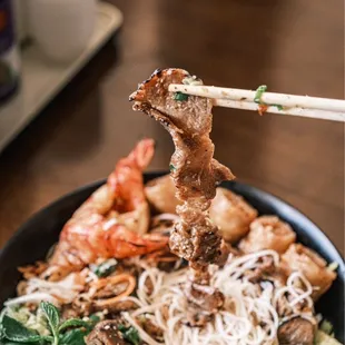 Grilled Pork, Shrimp &amp; Eggrolls Vermicelli Bowl