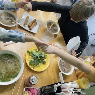 The kids got pho with extra P1. Eye Round steak  Nothing was left behind!