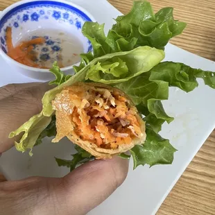 Inside the vegetable egg roll