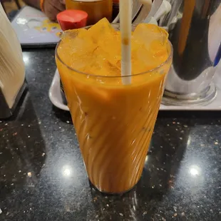 a glass of orange juice