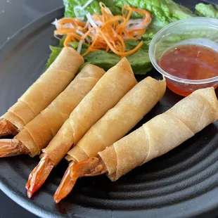 Rocket shrimp  rolls.
