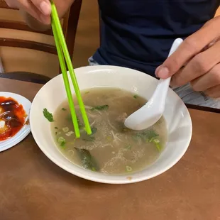 What remains of the adult bowl of pho.