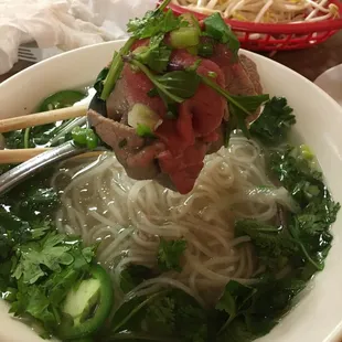 Small pho tai. All beef is on spoon.