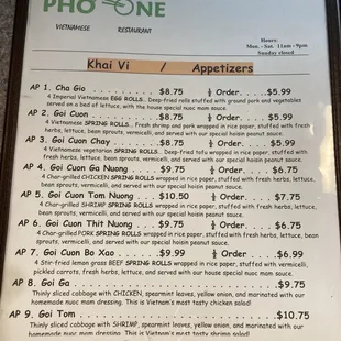 menu