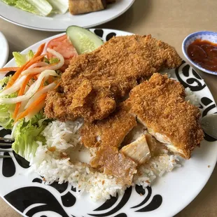 Chicken katsu plate. Delicious but didn't come with katsu sauce so I had to make my own.
