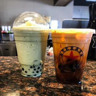 Green Tea, Thai Bubble Tea Variety with Boba