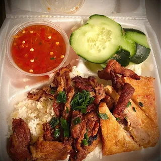 C4. Charbroiled Pork, Tofu Paper Wrapped Shrimp Cake and Fresh Vegetables