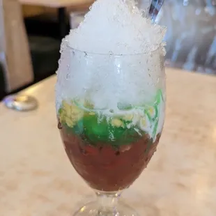 Three colored sweet bean dessert