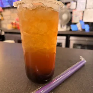 Peach Green/Black Tea With Boba