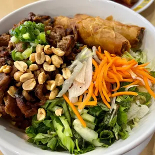 V2. Bún Thit Nurong Chä Giò - Grilled Pork and Egg Roll with Vermicelli Noodles
